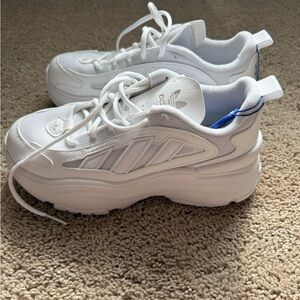 Adidas Women's White and Blue Sneakers